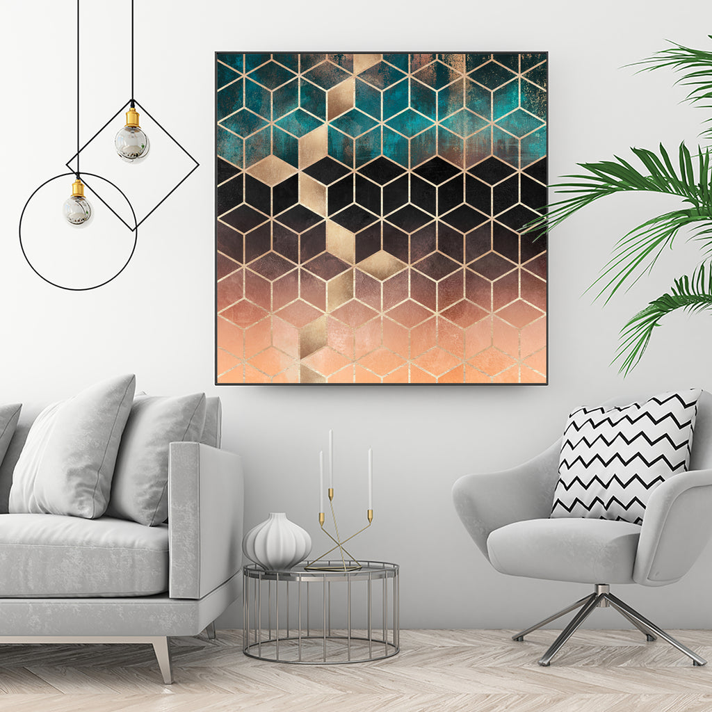 Ombre Dream Cubes by Elisabeth Fredriksson on GIANT ART - orange digital painting