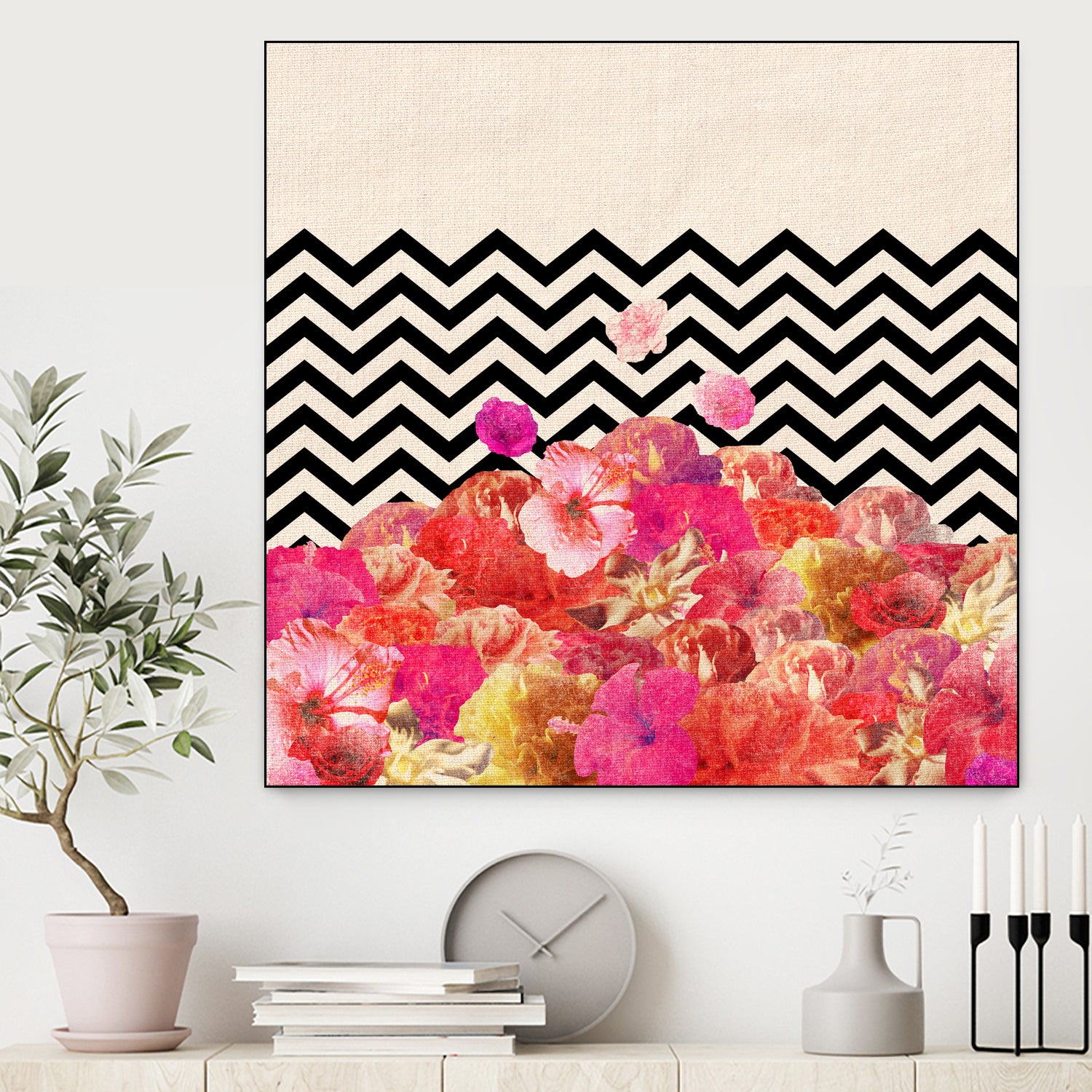 Chevron Flora II by Bianca Green on GIANT ART - red photo illustration