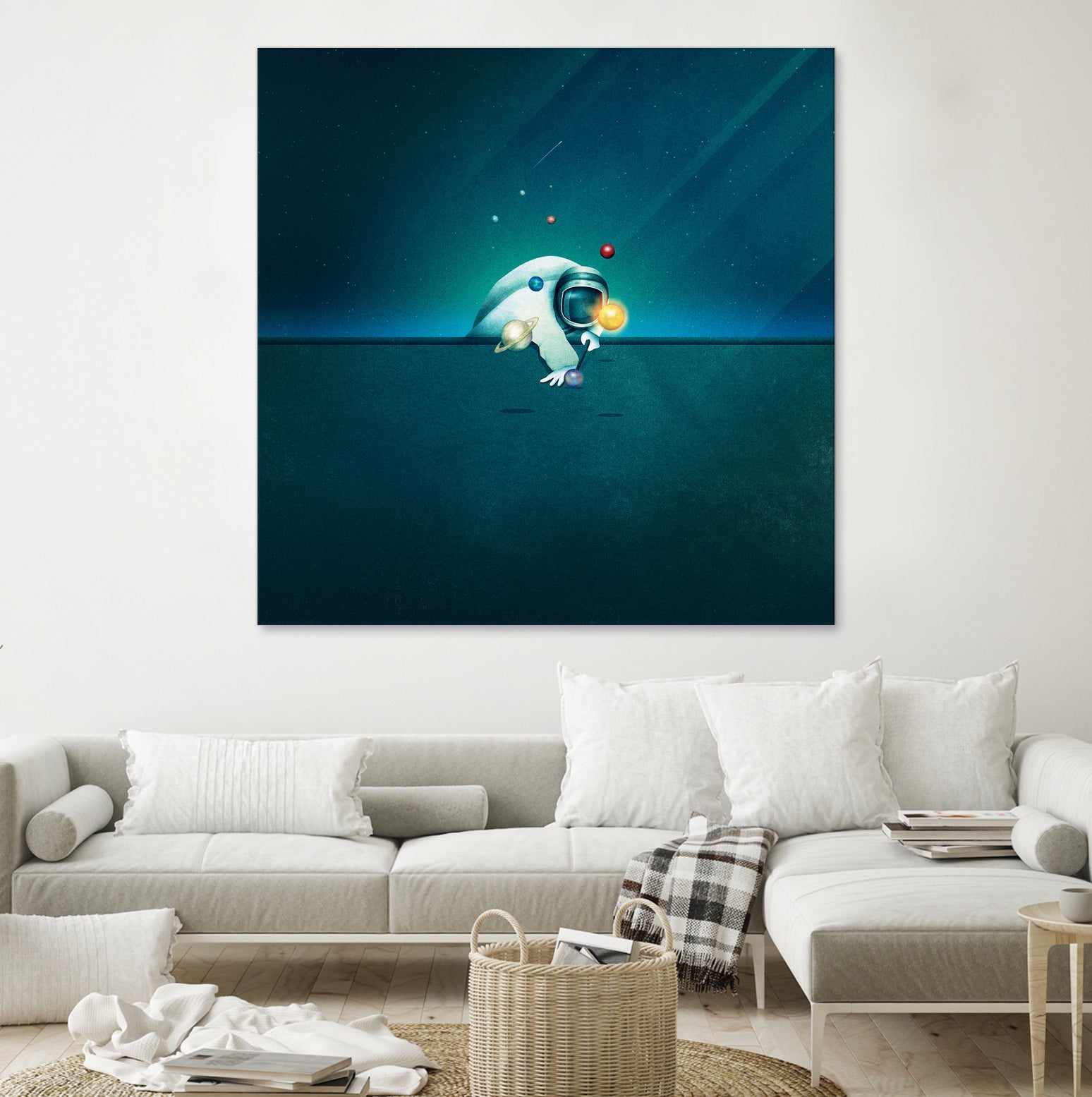 Astronaut Billards by Romina Lutz on GIANT ART - green digital painting