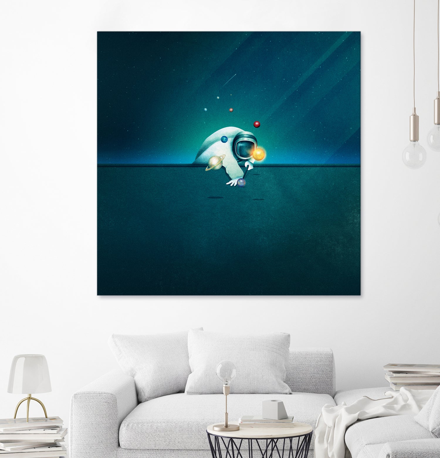 Astronaut Billards by Romina Lutz on GIANT ART - green digital painting