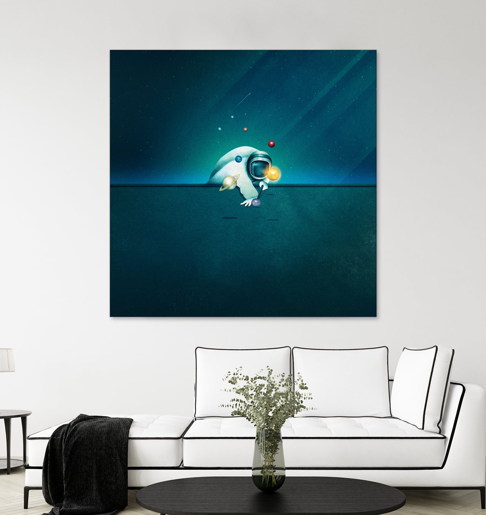 Astronaut Billards by Romina Lutz on GIANT ART - green digital painting