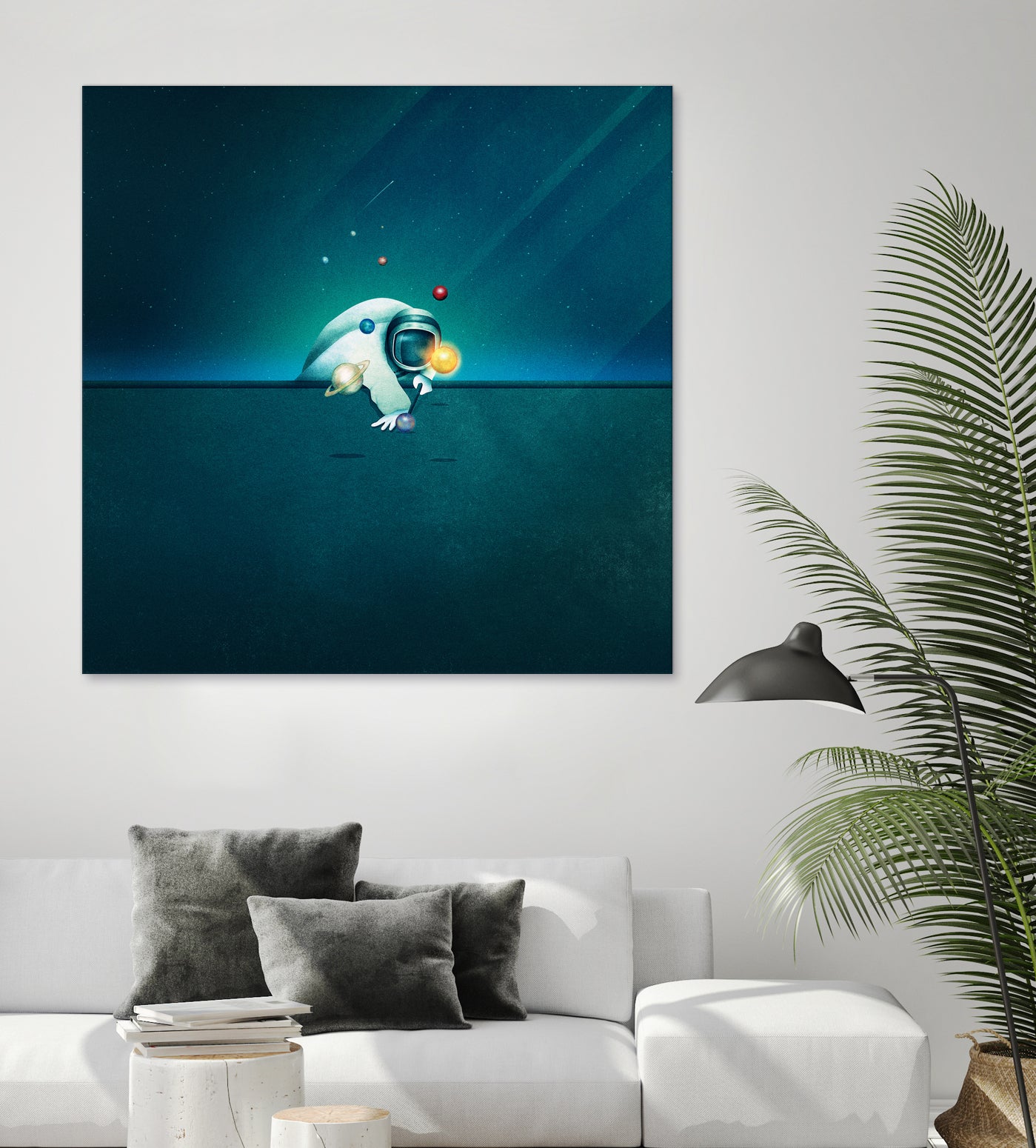 Astronaut Billards by Romina Lutz on GIANT ART - green digital painting