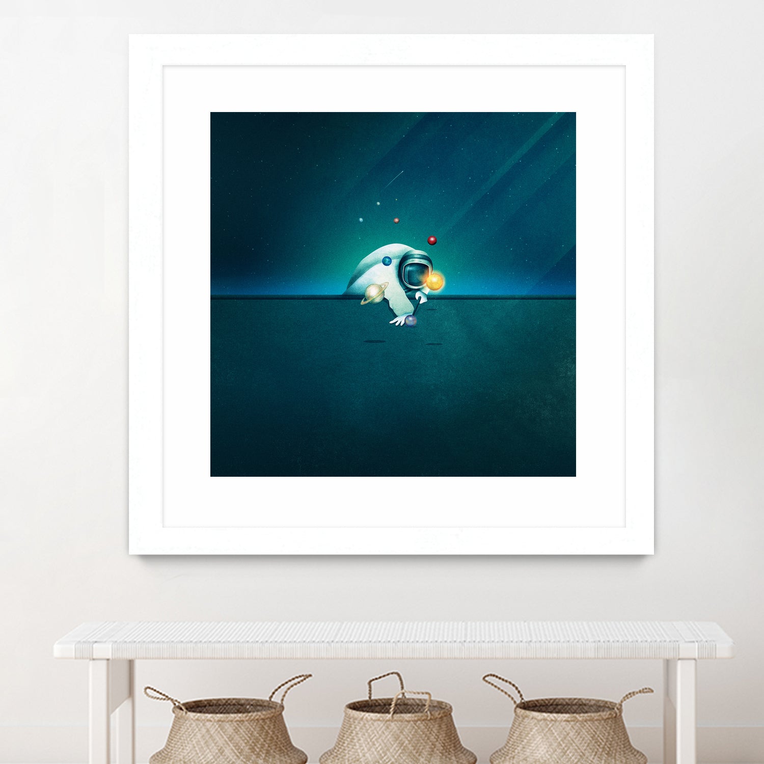 Astronaut Billards by Romina Lutz on GIANT ART - green digital painting