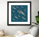 School of hammerhead sharks by Rodrigo Esparza-Salas on GIANT ART - blue digital drawing