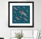 School of hammerhead sharks by Rodrigo Esparza-Salas on GIANT ART - blue digital drawing