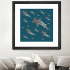 School of hammerhead sharks by Rodrigo Esparza-Salas on GIANT ART - blue digital drawing