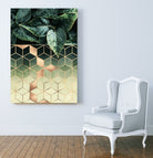 Leaves and Cubes 2 by Elisabeth Fredriksson on GIANT ART - green digital drawing