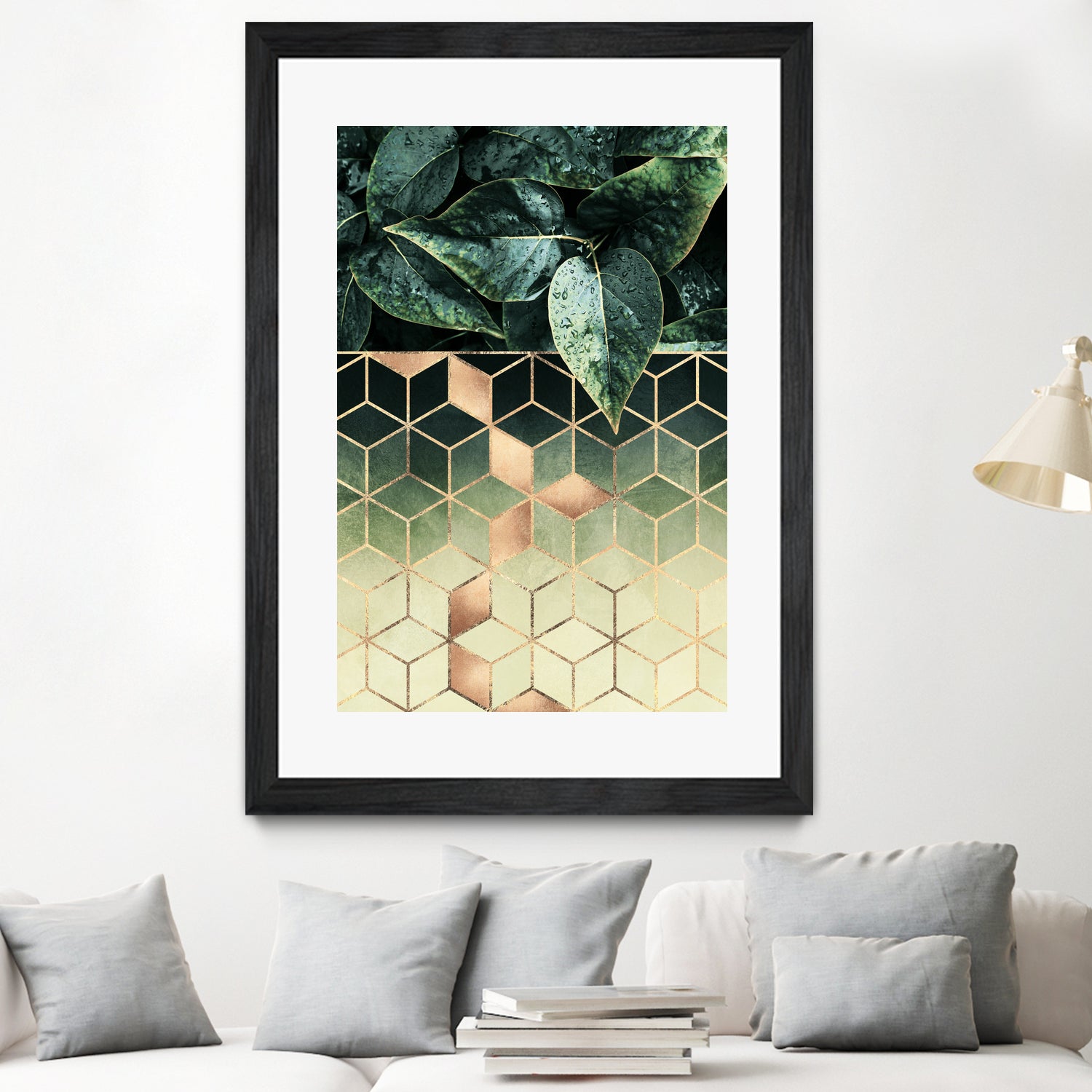 Leaves and Cubes 2 by Elisabeth Fredriksson on GIANT ART - green digital drawing