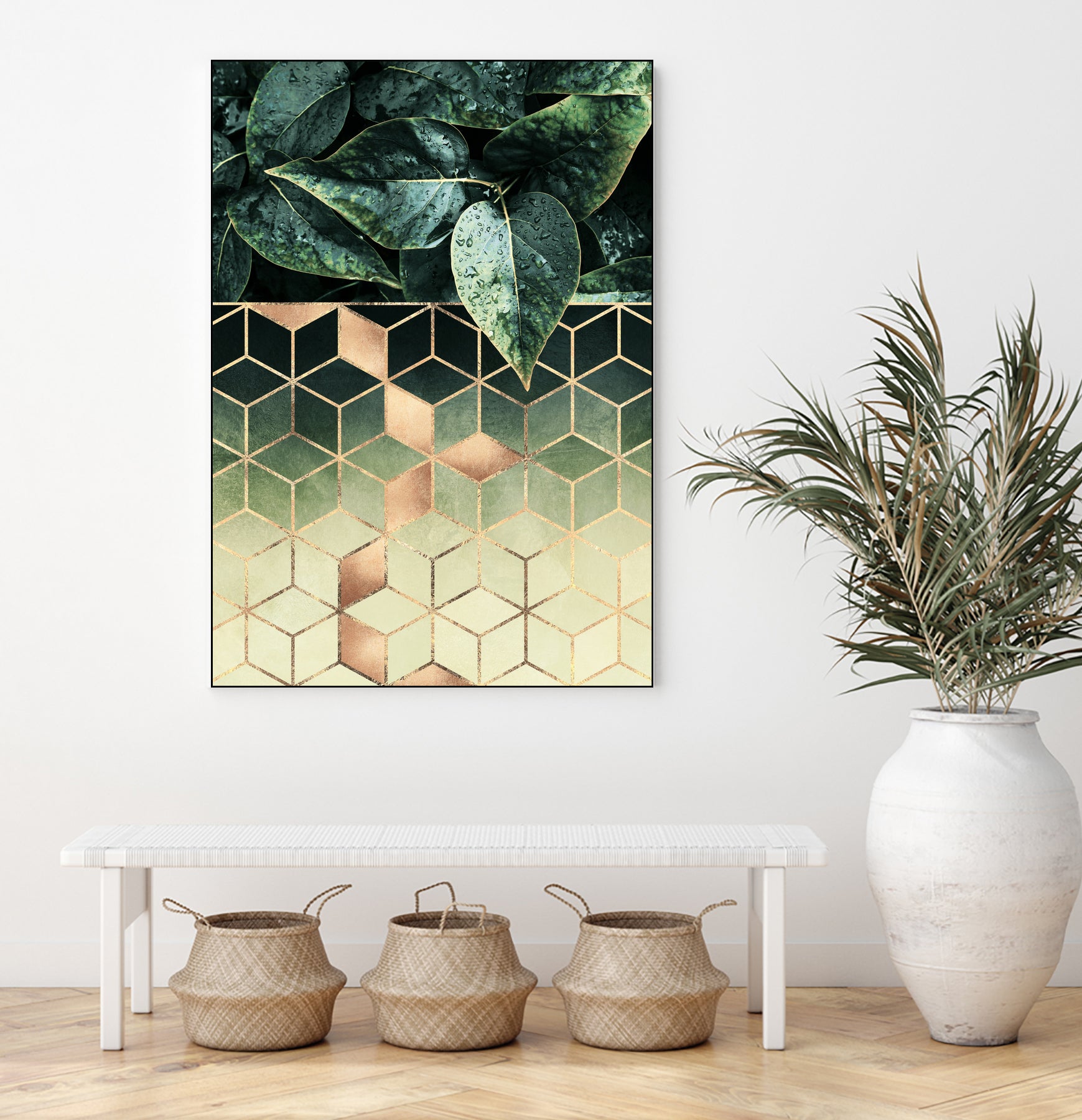 Leaves and Cubes 2 by Elisabeth Fredriksson on GIANT ART - green digital drawing