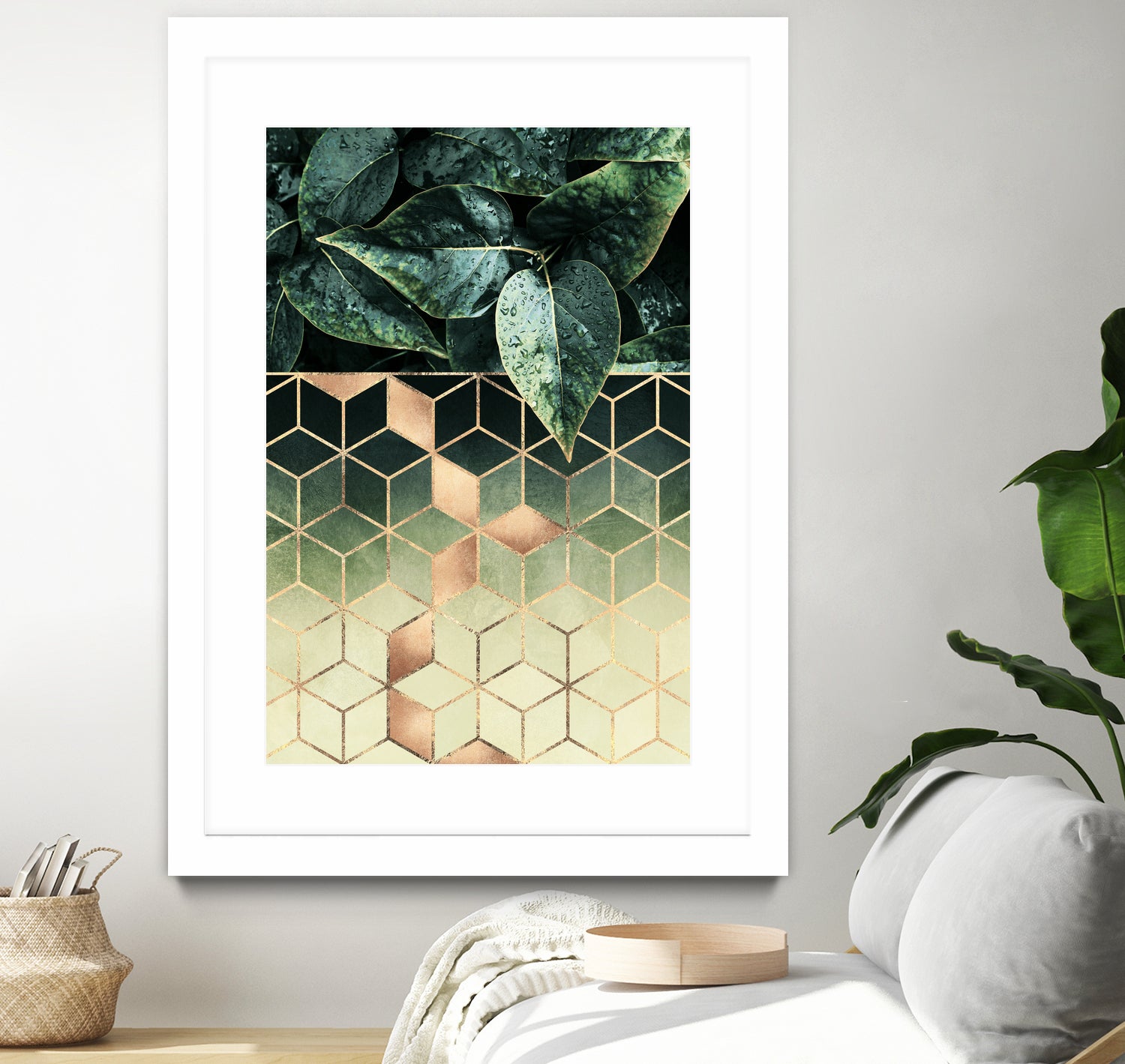 Leaves and Cubes 2 by Elisabeth Fredriksson on GIANT ART - green digital drawing