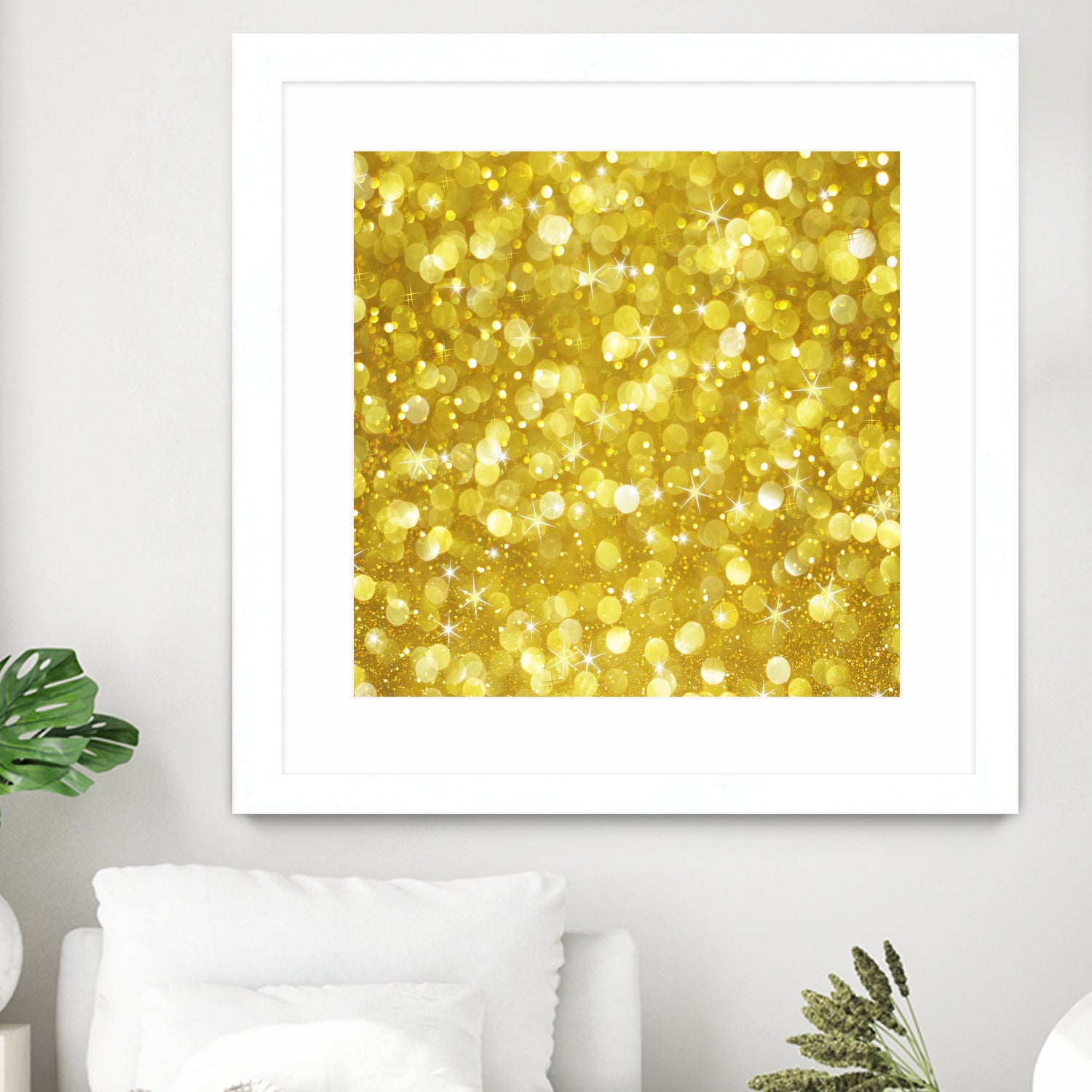 Glam gold bokeh glitter by dushan Medich on GIANT ART - yellow digital painting