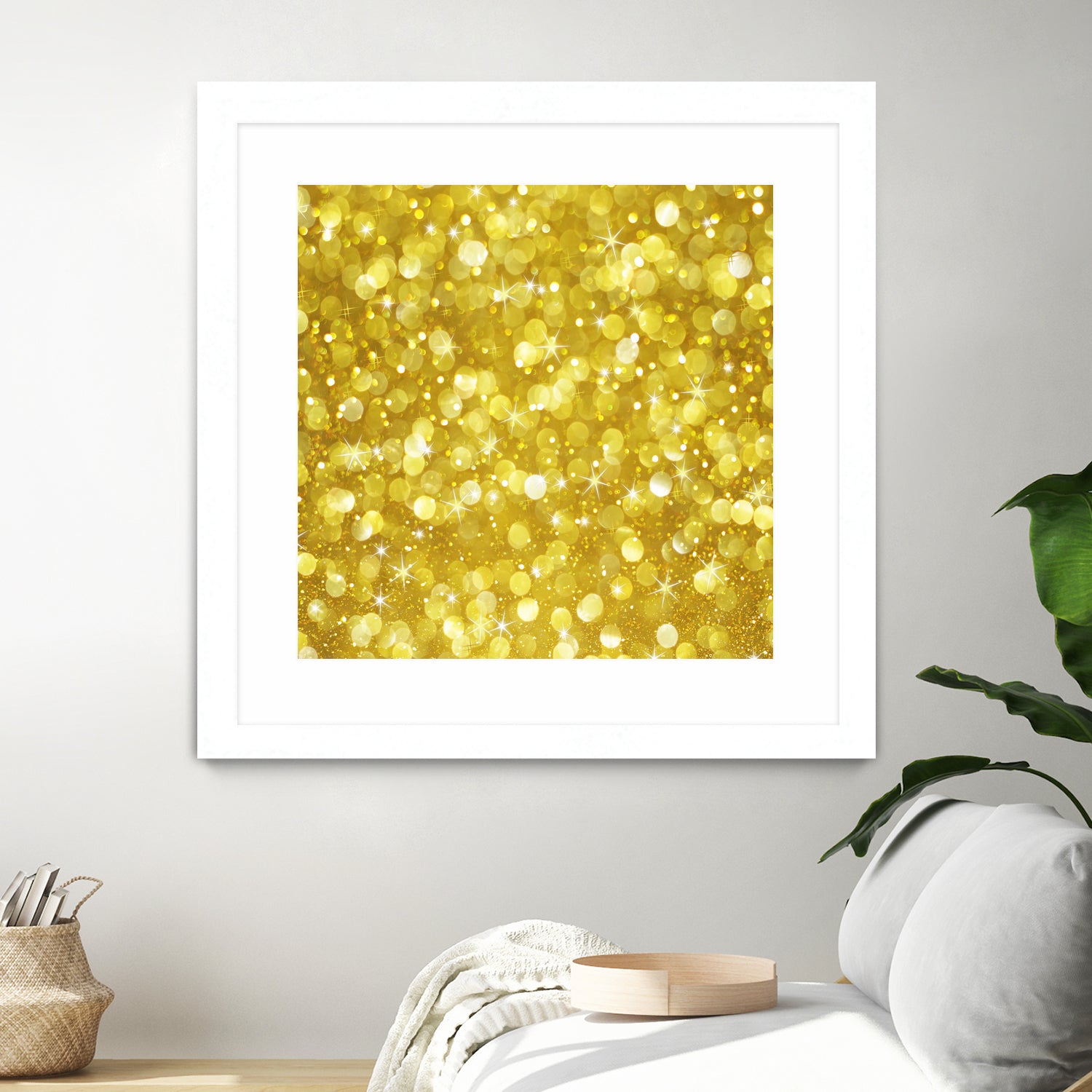 Glam gold bokeh glitter by dushan Medich on GIANT ART - yellow digital painting