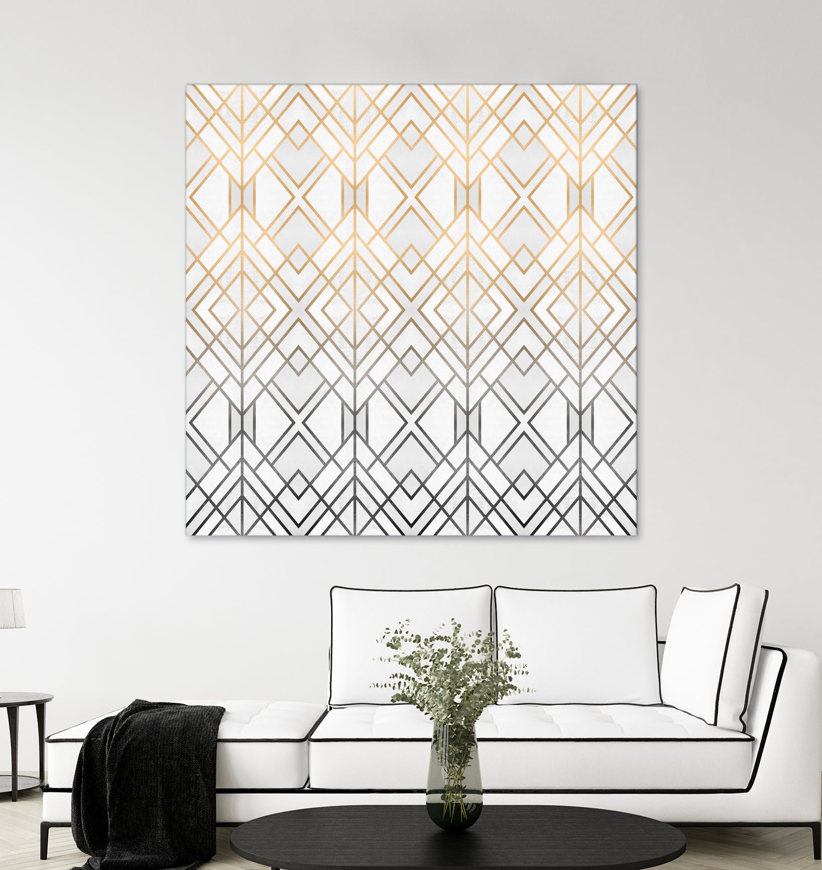 Gold And Grey Geo by Elisabeth Fredriksson on GIANT ART - white digital painting