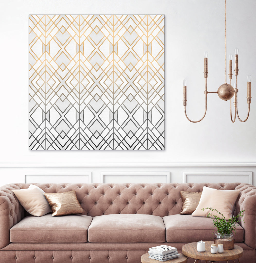 Gold And Grey Geo by Elisabeth Fredriksson on GIANT ART - white digital painting