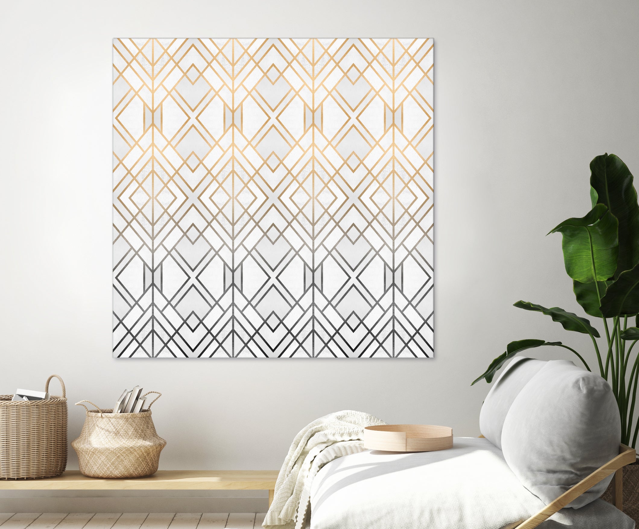 Gold And Grey Geo by Elisabeth Fredriksson on GIANT ART - white digital painting