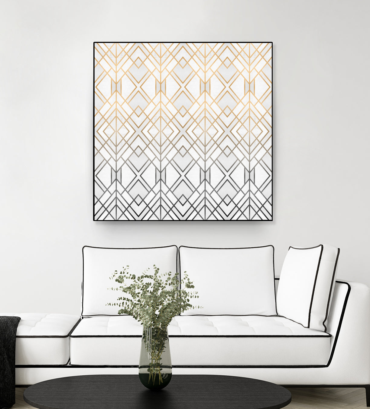 Gold And Grey Geo by Elisabeth Fredriksson on GIANT ART - white digital painting