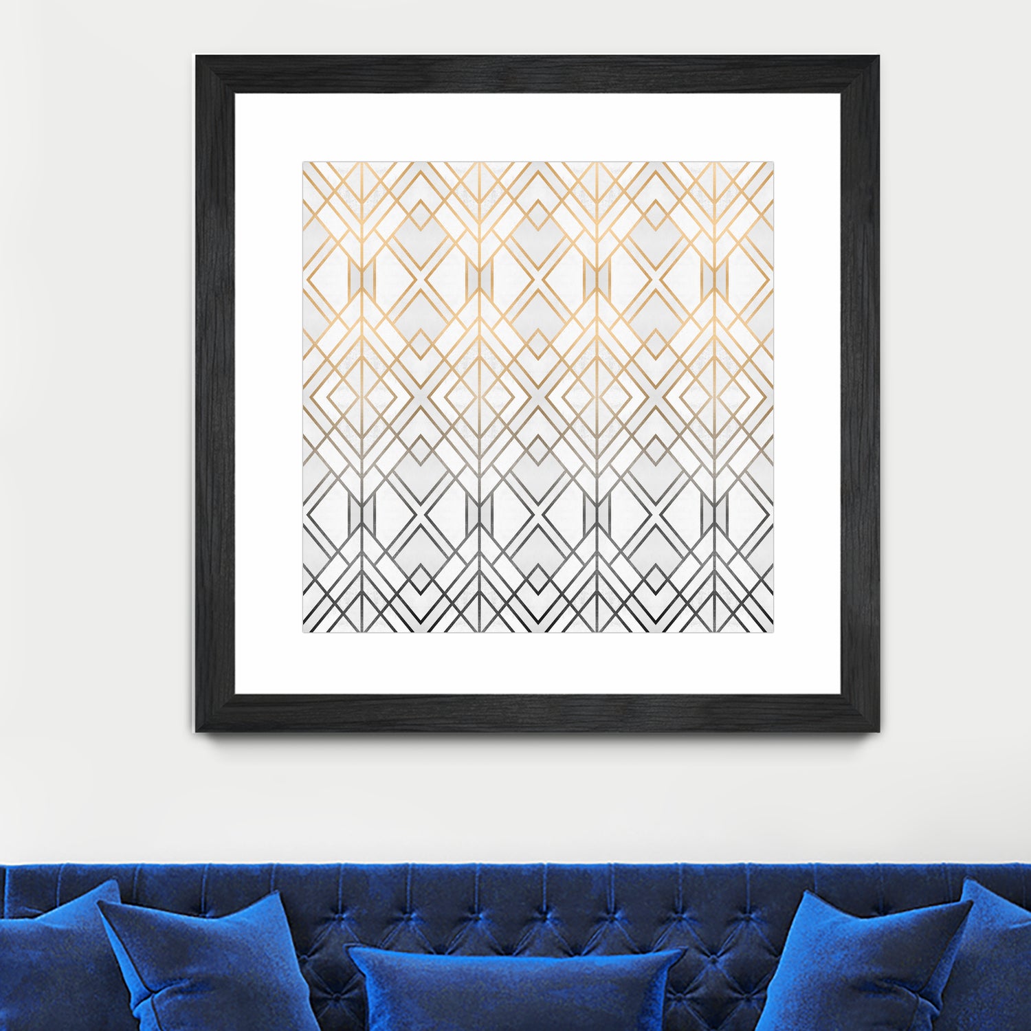 Gold And Grey Geo by Elisabeth Fredriksson on GIANT ART - white digital painting