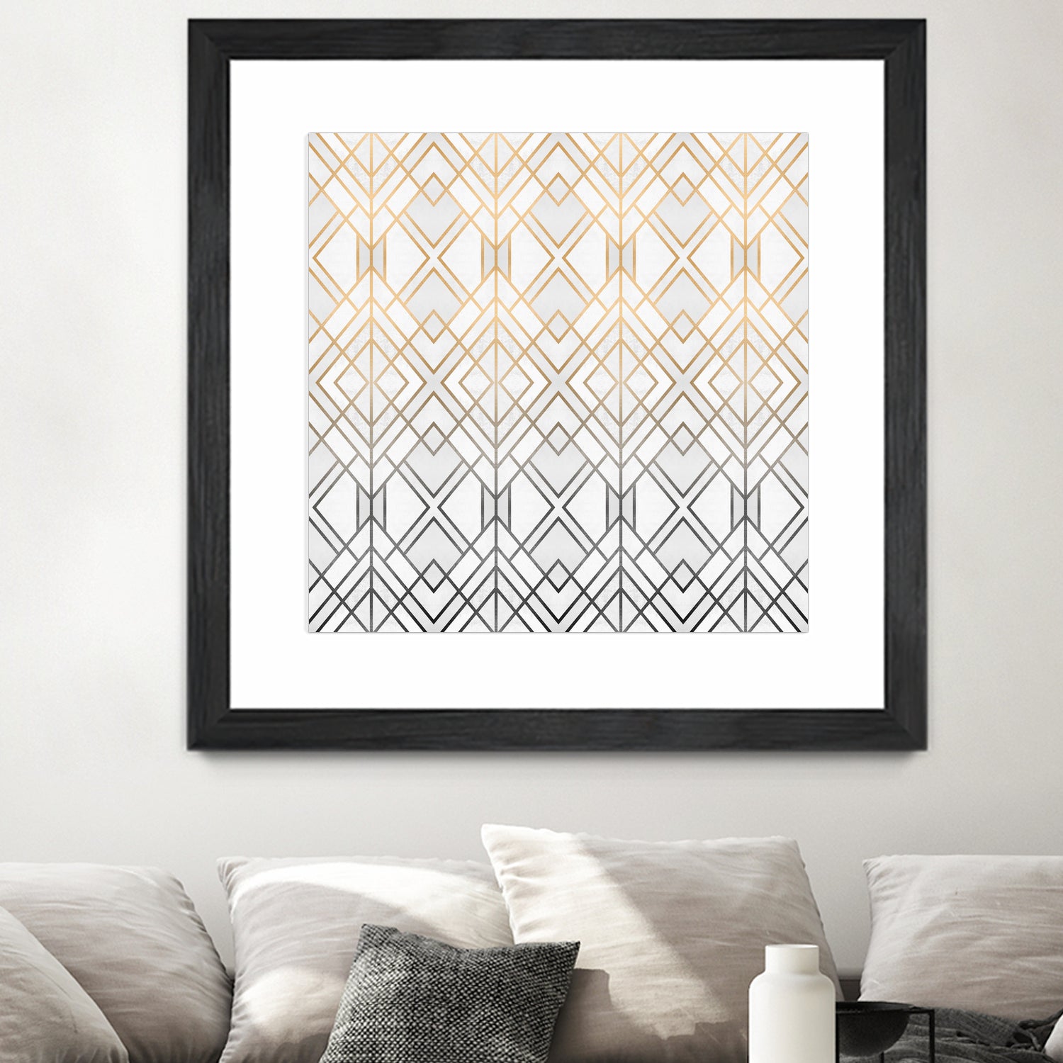 Gold And Grey Geo by Elisabeth Fredriksson on GIANT ART - white digital painting