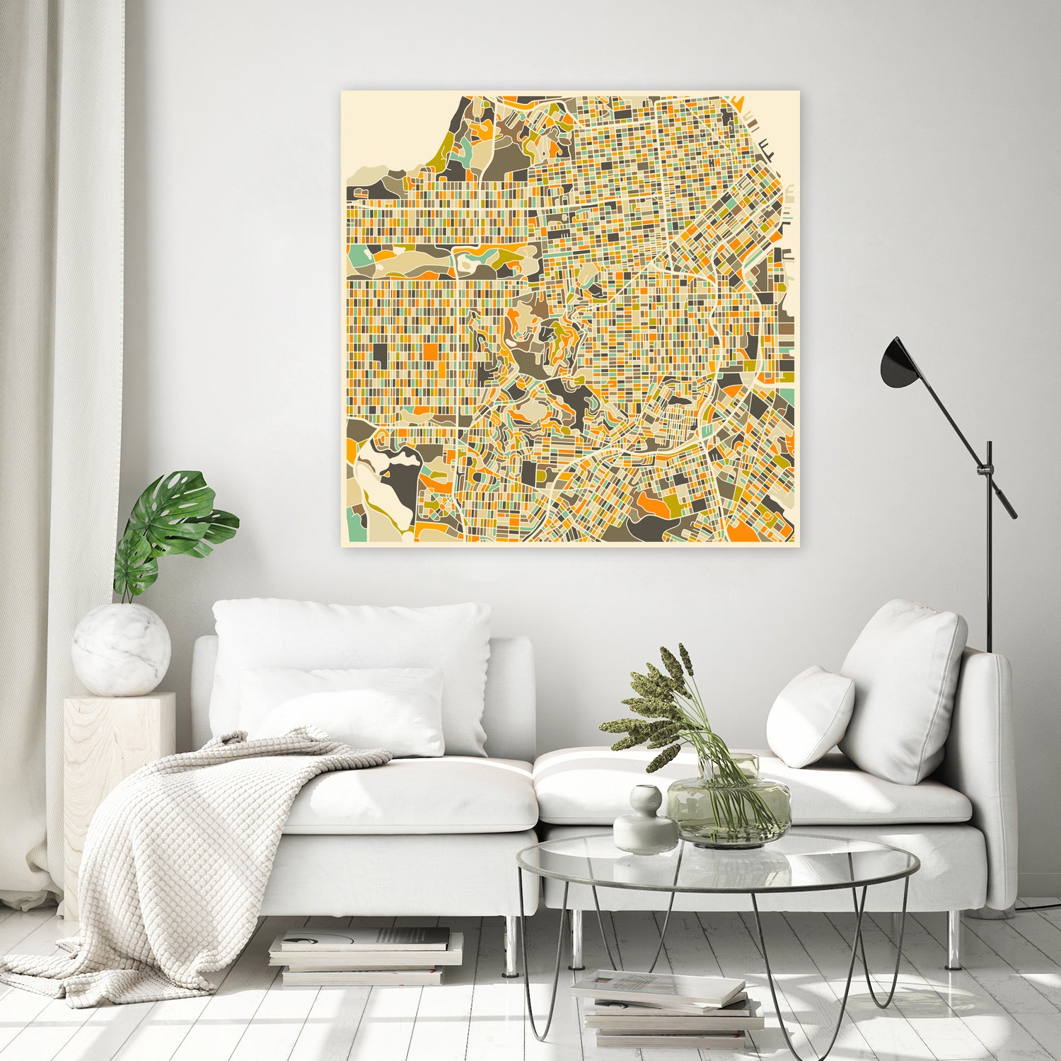 San Francisco map by Jazzberry Blue on GIANT ART - pink vector illustration