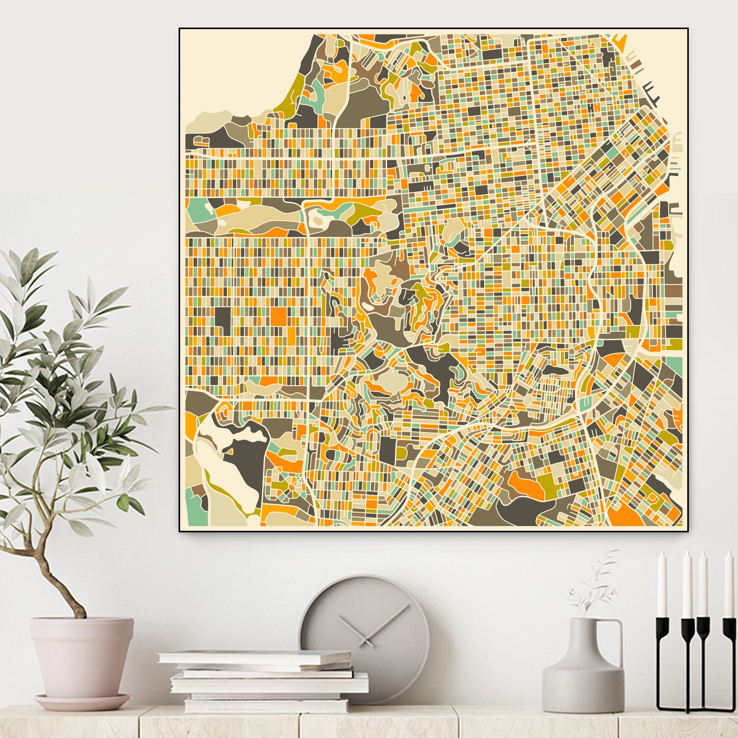 San Francisco map by Jazzberry Blue on GIANT ART - pink vector illustration