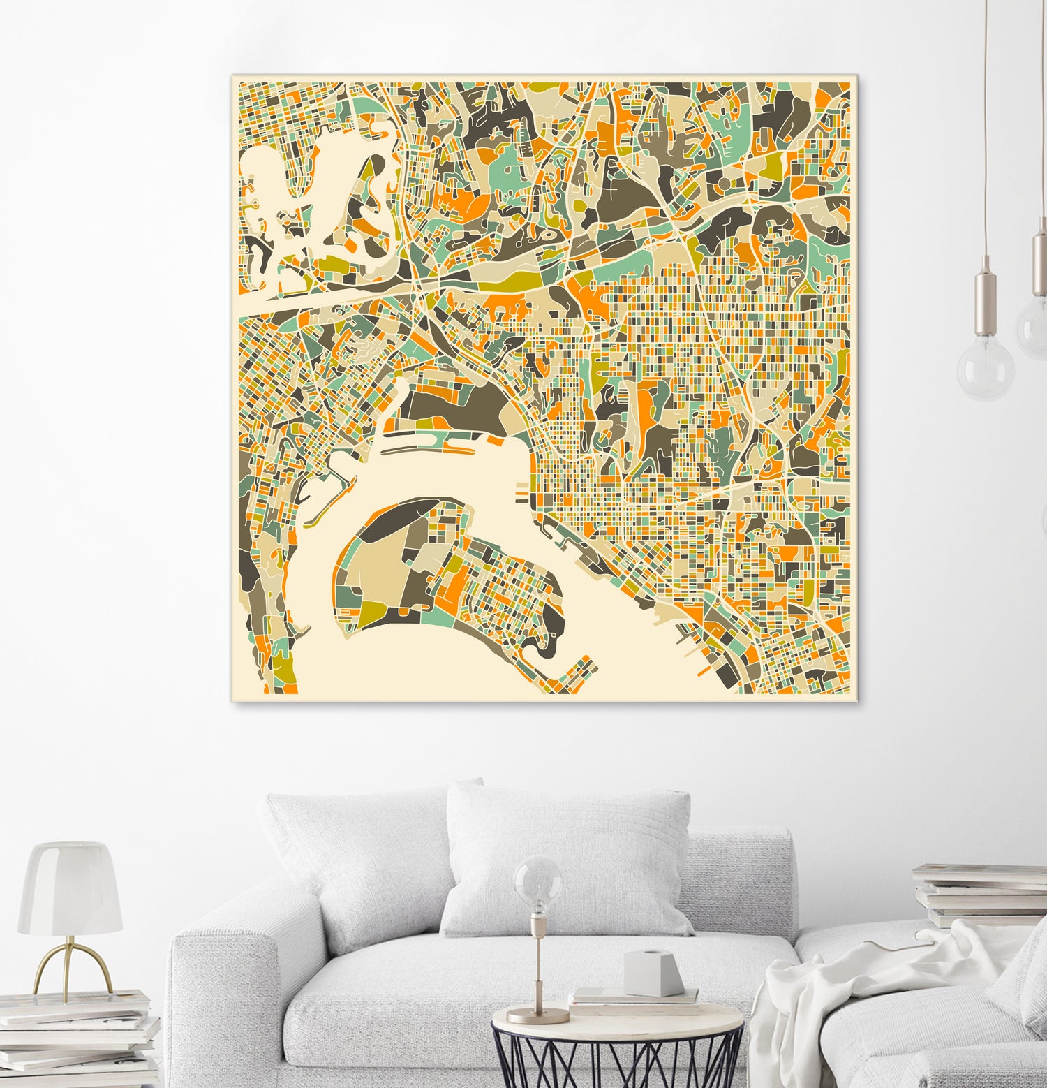 San Diego Map by Jazzberry Blue on GIANT ART - orange vector illustration