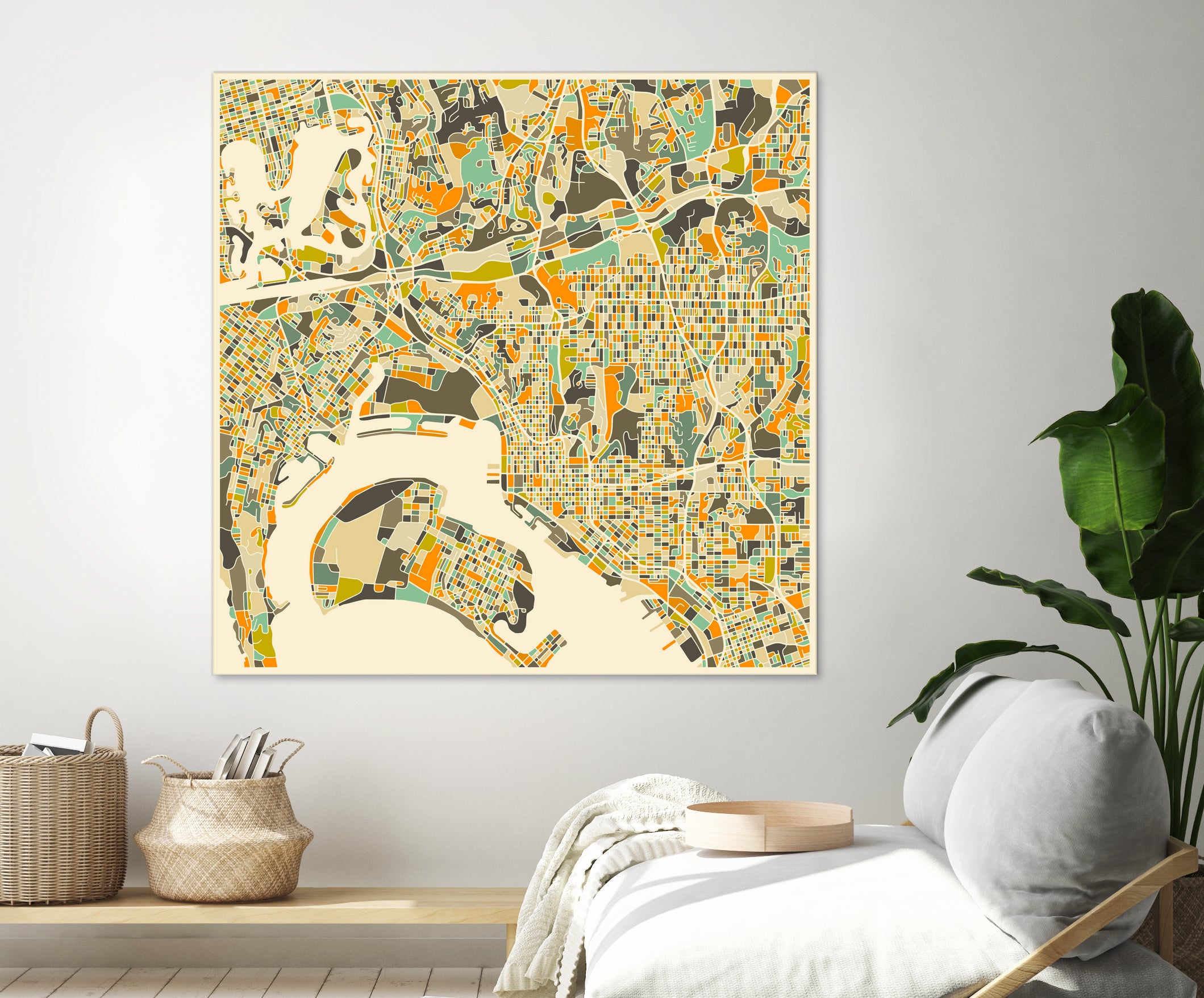 San Diego Map by Jazzberry Blue on GIANT ART - orange vector illustration