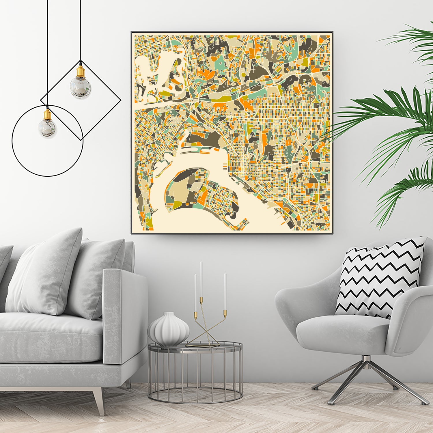 San Diego Map by Jazzberry Blue on GIANT ART - orange vector illustration