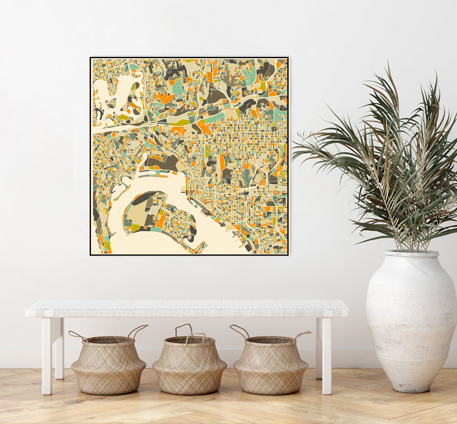 San Diego Map by Jazzberry Blue on GIANT ART - orange vector illustration