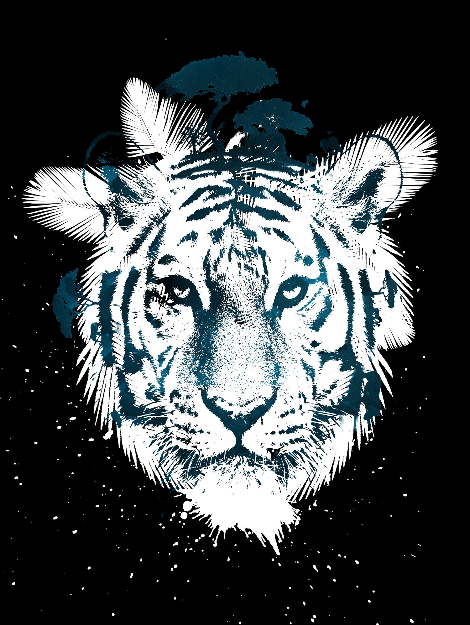 white tiger by Robert Farkas on GIANT ART - blue digital painting