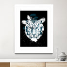 white tiger by Robert Farkas on GIANT ART - blue digital painting