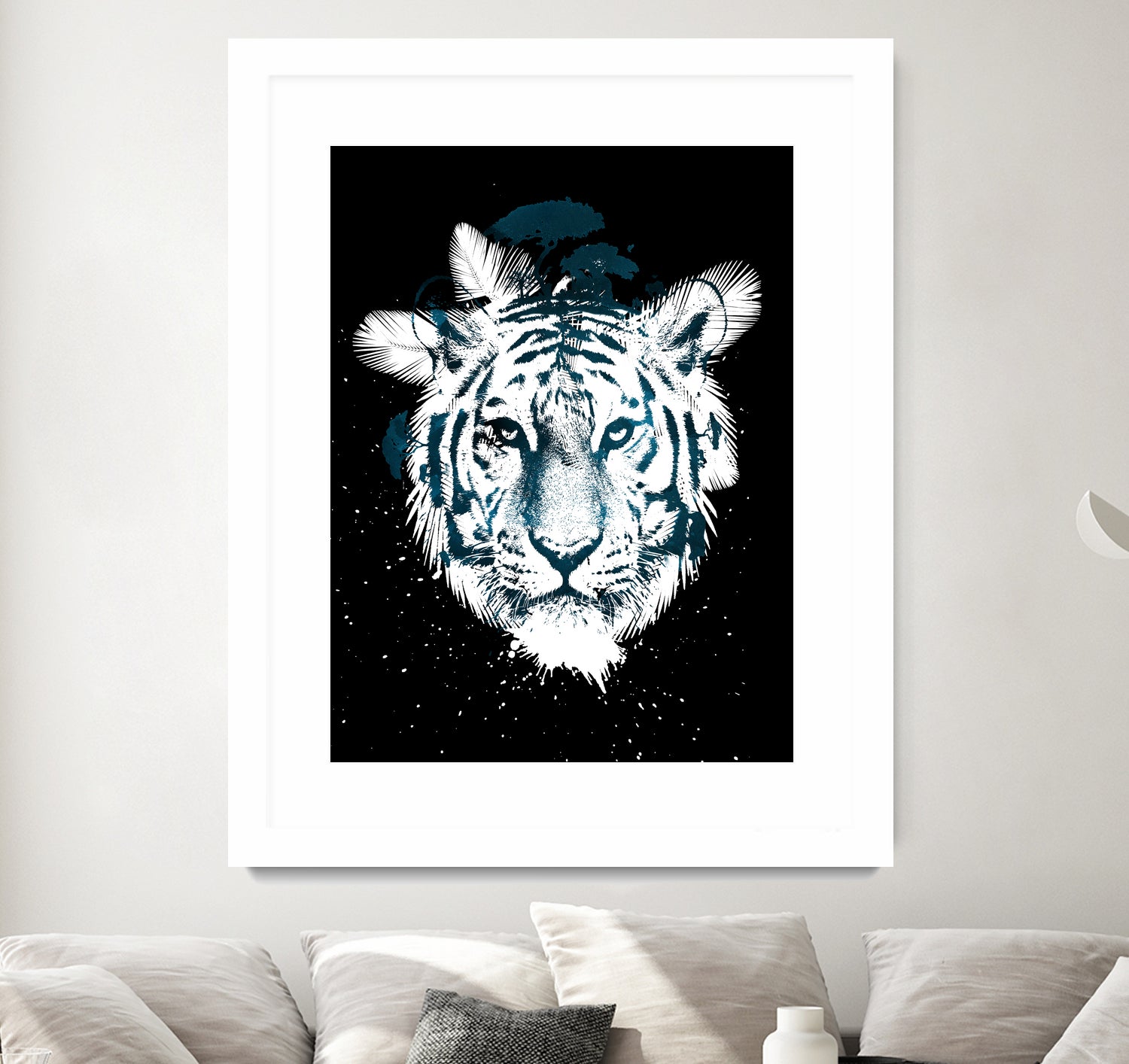 white tiger by Robert Farkas on GIANT ART - blue digital painting