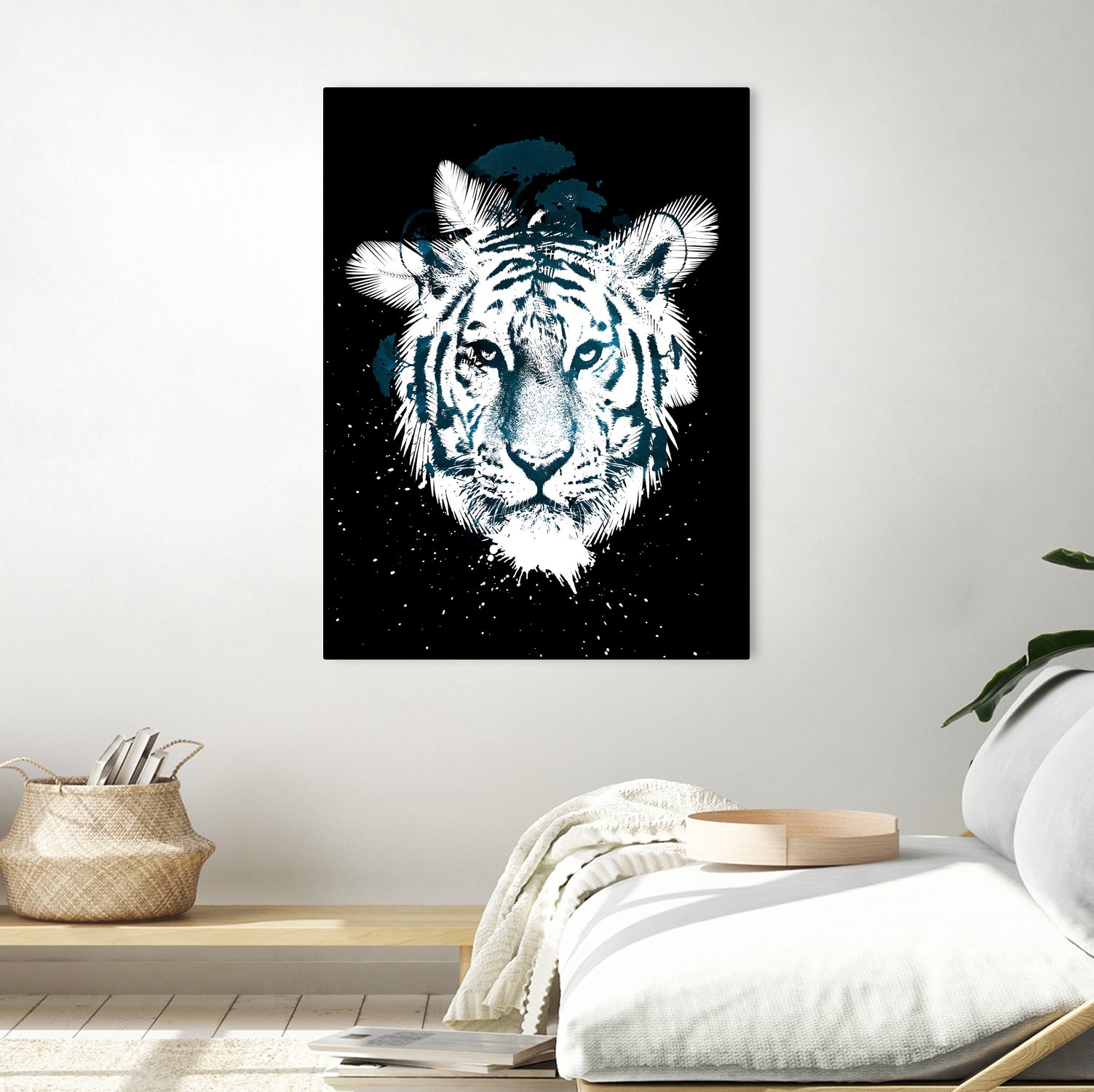 white tiger by Robert Farkas on GIANT ART - blue digital painting