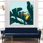 Green Toucan Tropical Banana Leaves Pattern by Brigitte Carre on GIANT ART - green digital painting