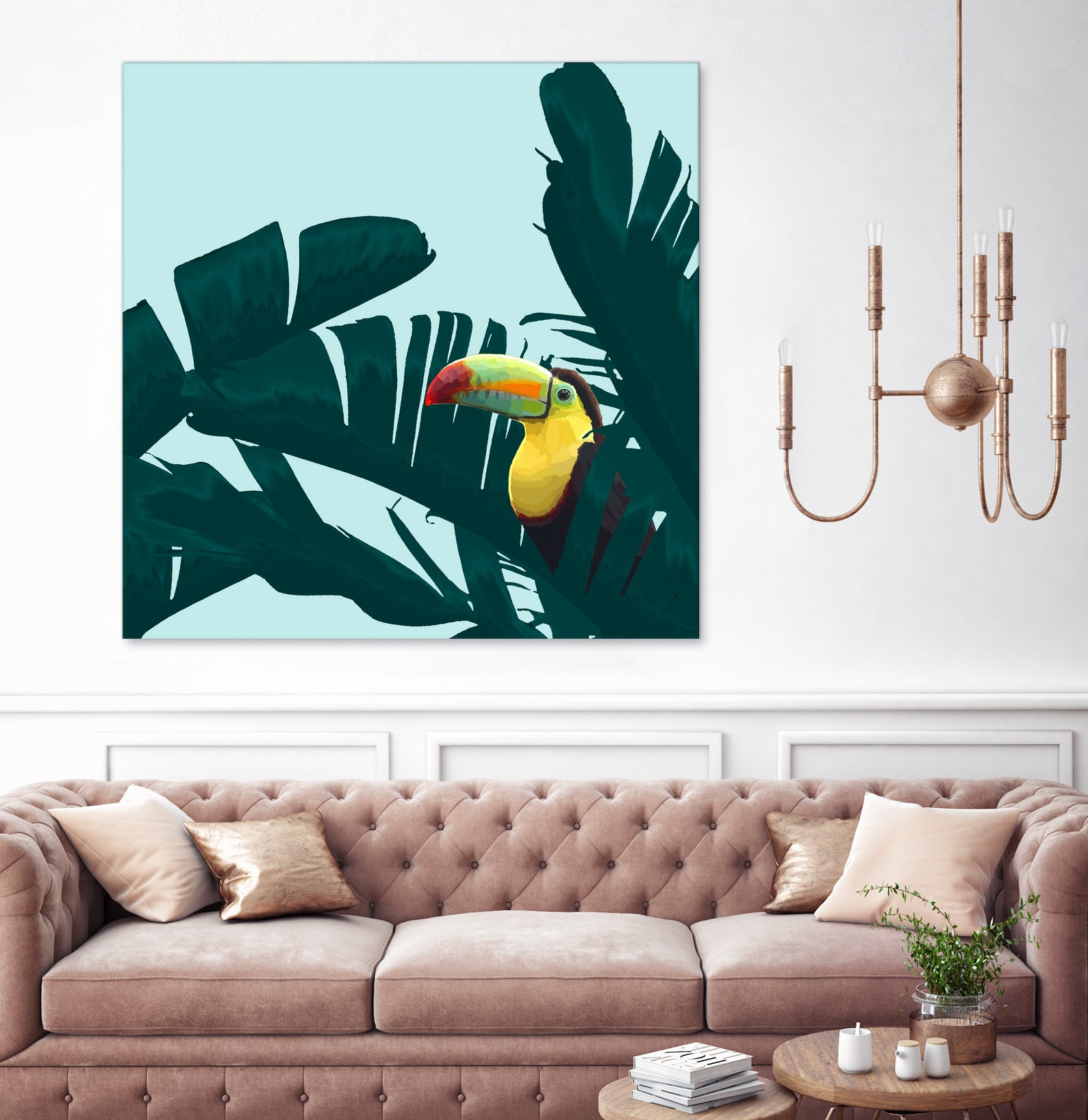 Green Toucan Tropical Banana Leaves Pattern by Brigitte Carre on GIANT ART - green digital painting