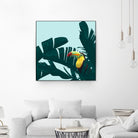 Green Toucan Tropical Banana Leaves Pattern by Brigitte Carre on GIANT ART - green digital painting