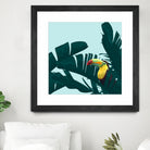 Green Toucan Tropical Banana Leaves Pattern by Brigitte Carre on GIANT ART - green digital painting