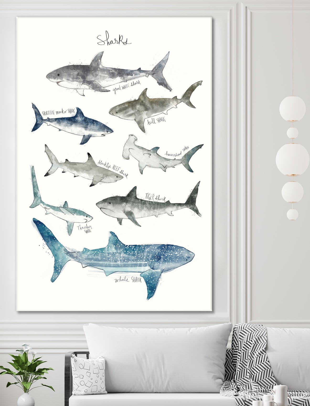 Sharks by Amy Hamilton on GIANT ART - blue mixed media