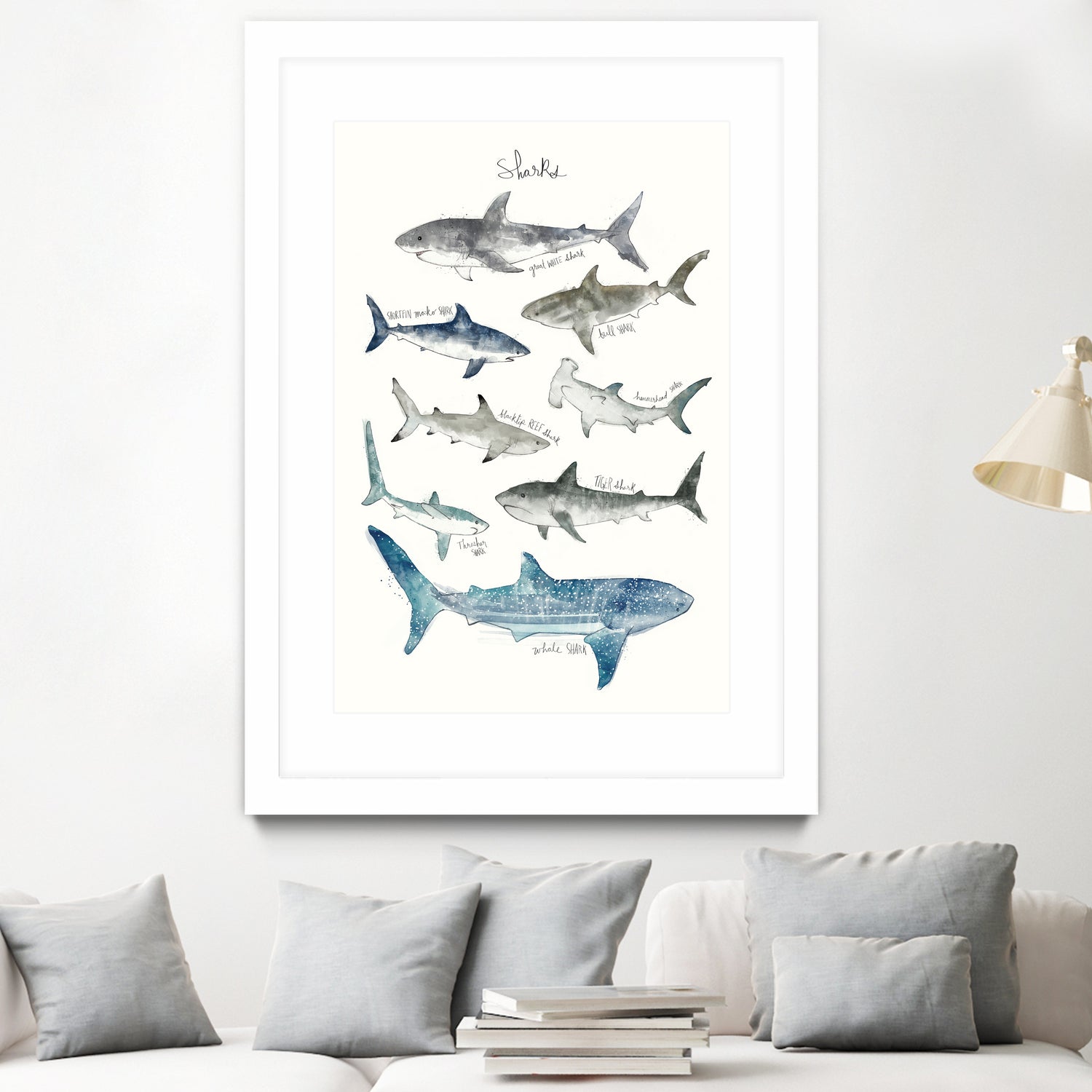 Sharks by Amy Hamilton on GIANT ART - blue mixed media