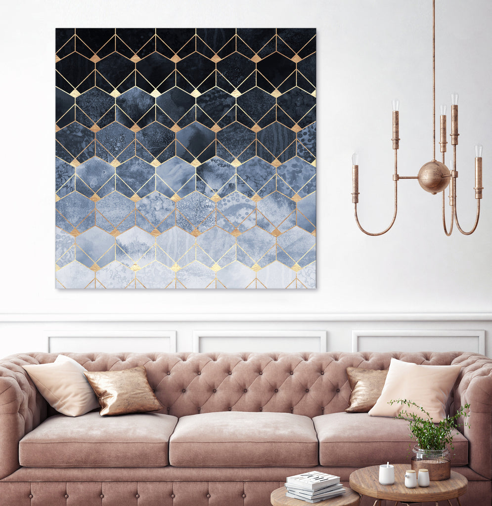 Blue hexagons and diamonds by Elisabeth Fredriksson on GIANT ART - blue digital painting