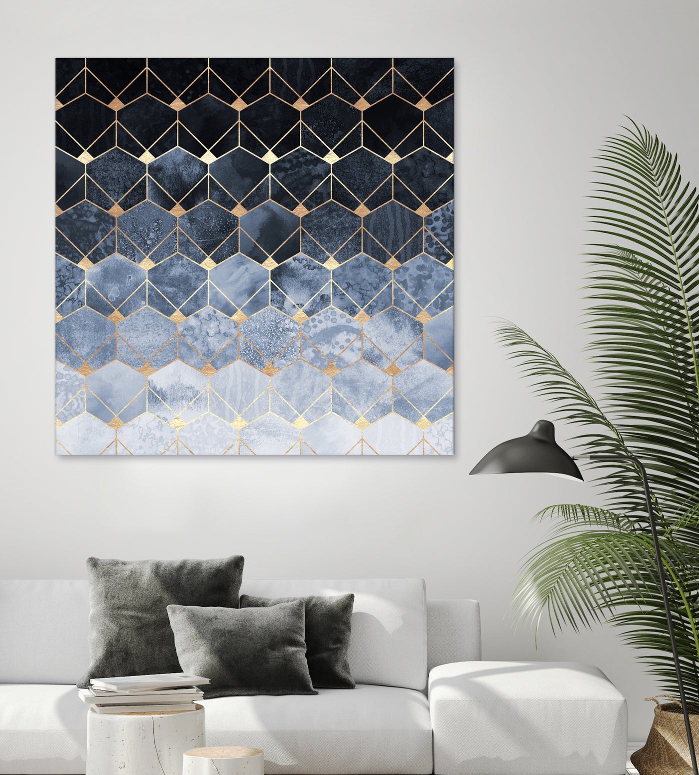 Blue hexagons and diamonds by Elisabeth Fredriksson on GIANT ART - blue digital painting