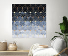 Blue hexagons and diamonds by Elisabeth Fredriksson on GIANT ART - blue digital painting