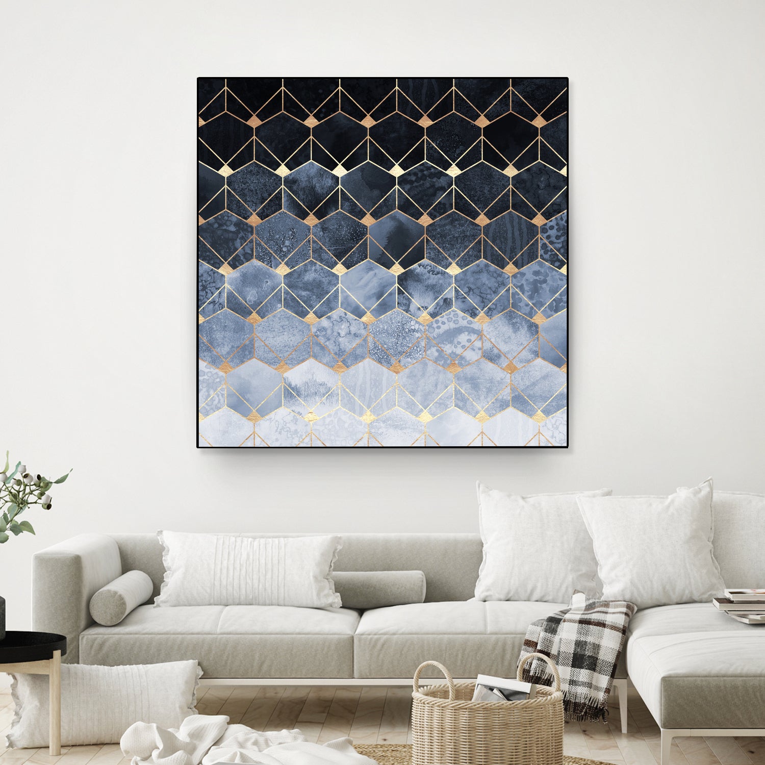 Blue hexagons and diamonds by Elisabeth Fredriksson on GIANT ART - blue digital painting