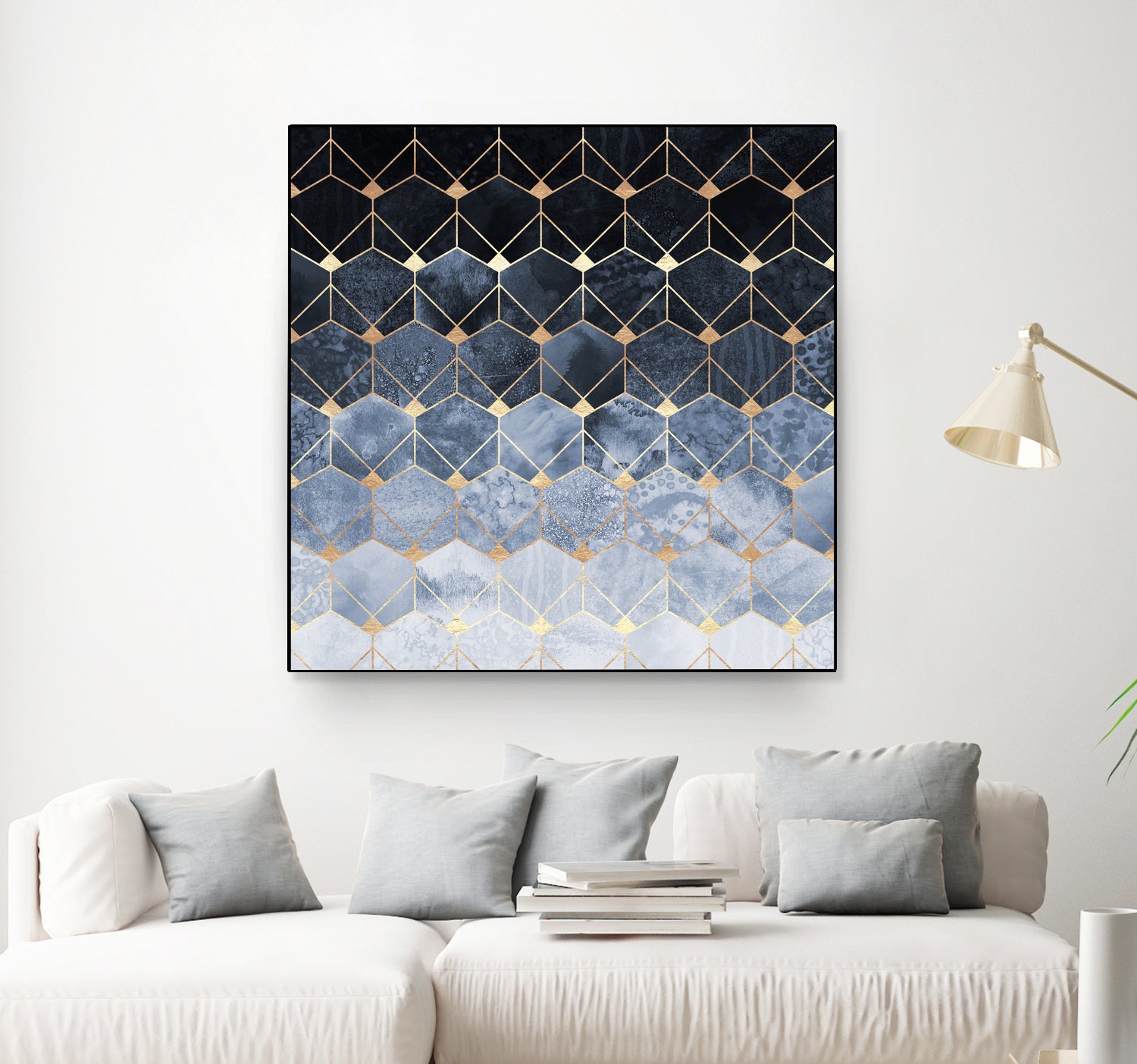 Blue hexagons and diamonds by Elisabeth Fredriksson on GIANT ART - blue digital painting