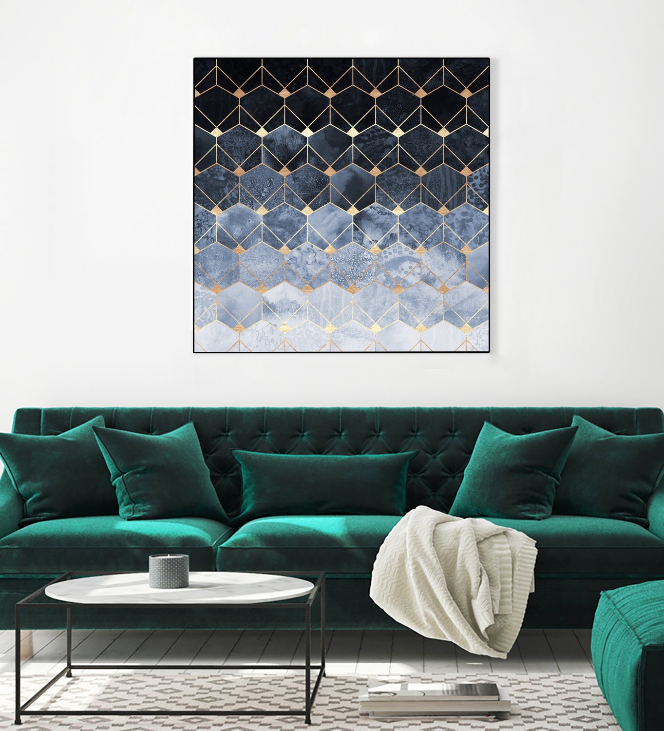 Blue hexagons and diamonds by Elisabeth Fredriksson on GIANT ART - blue digital painting