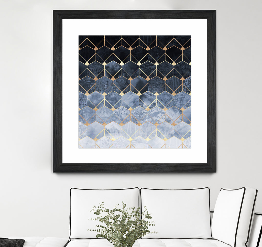 Blue hexagons and diamonds by Elisabeth Fredriksson on GIANT ART - blue digital painting