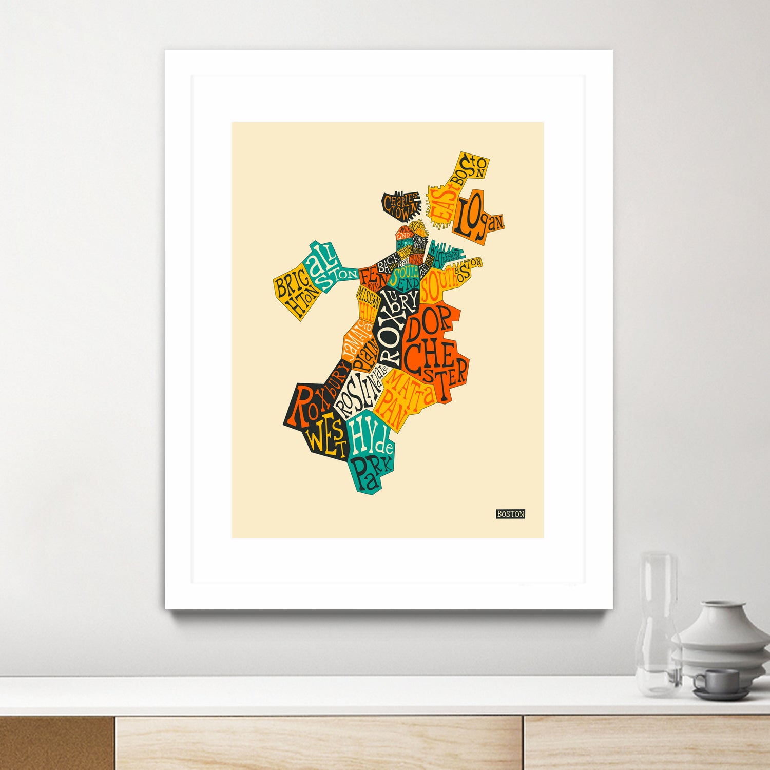 Boston Neighborhoods by Jazzberry Blue on GIANT ART - red vector illustration