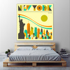 New York Skyline by Jazzberry Blue on GIANT ART - orange vector illustration