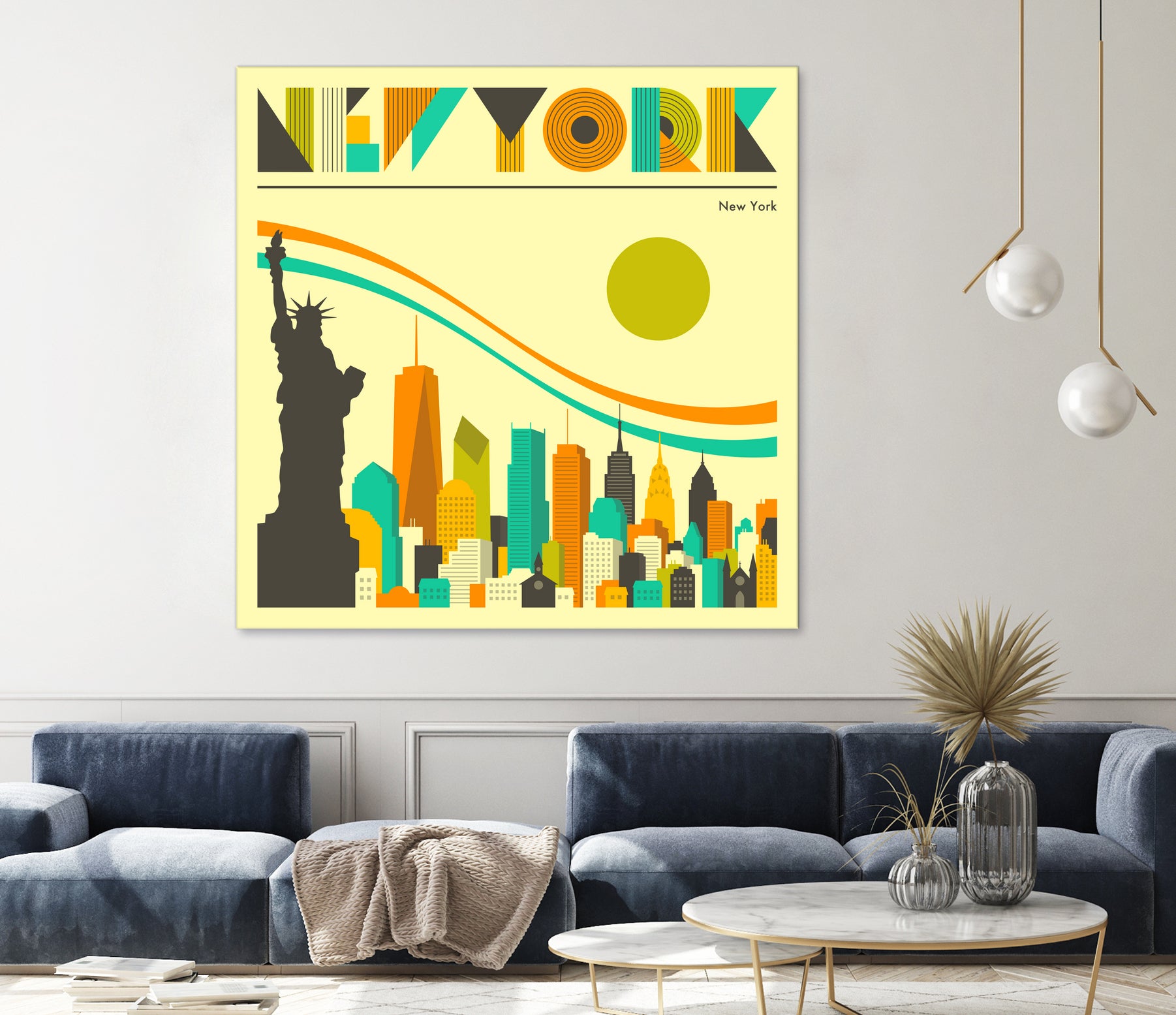 New York Skyline by Jazzberry Blue on GIANT ART - orange vector illustration