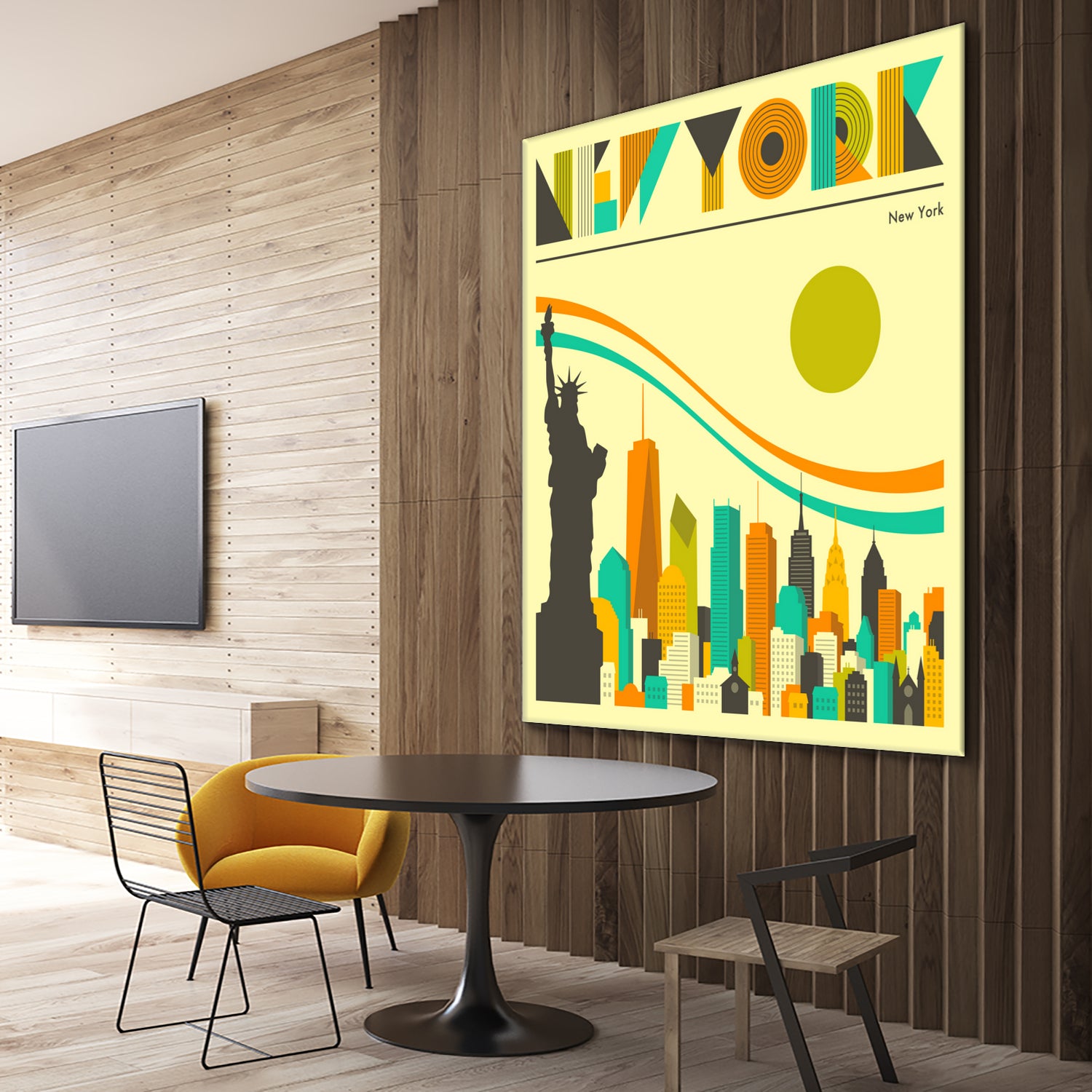 New York Skyline by Jazzberry Blue on GIANT ART - orange vector illustration