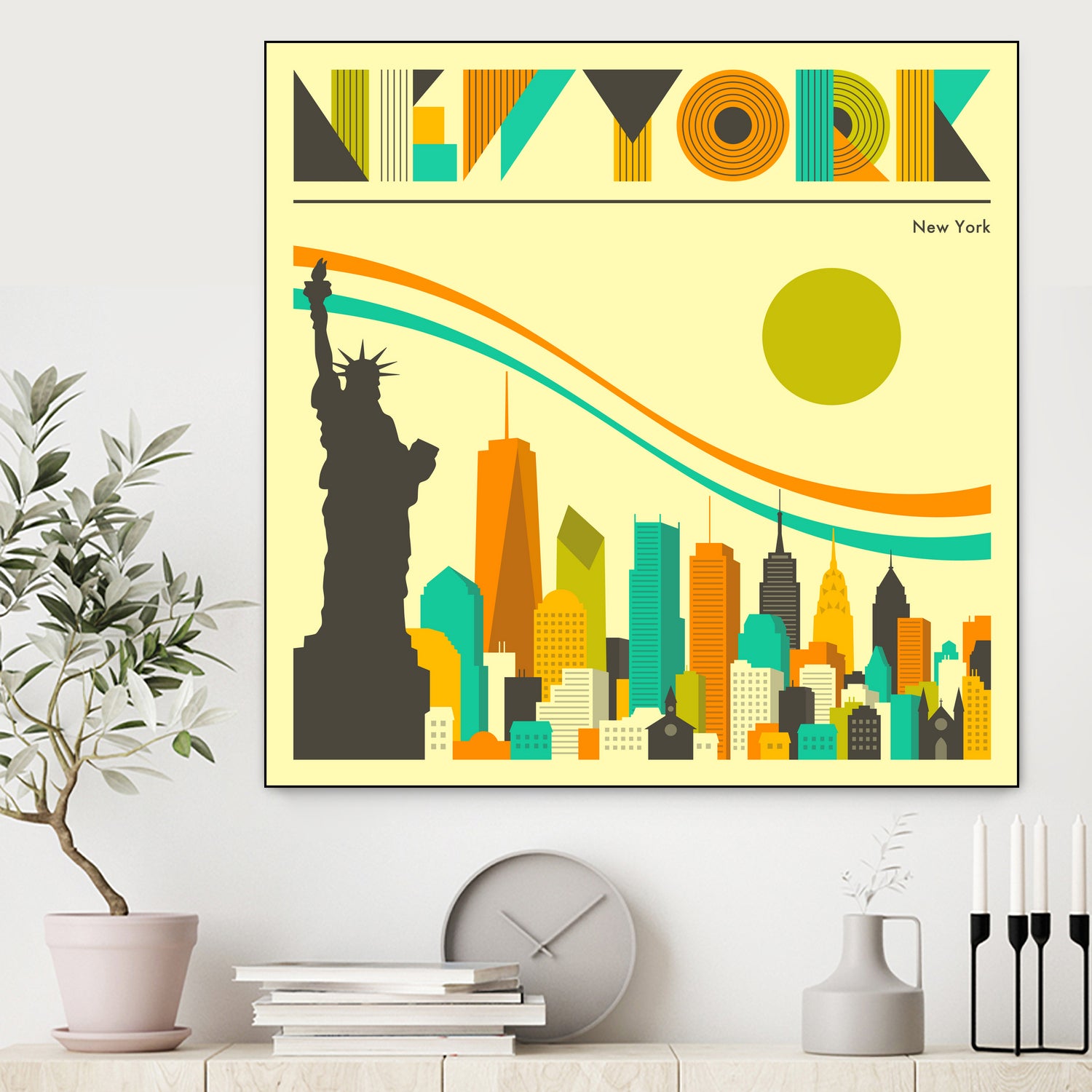 New York Skyline by Jazzberry Blue on GIANT ART - orange vector illustration